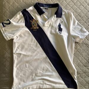Ralph Lauren Rugby Polo Shirt Men’s L Custom Slim Fit Big Pony Crest Logo Number